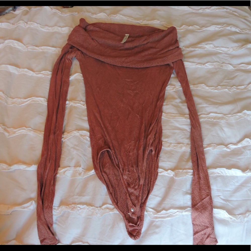 Free people orange off the shoulder bodysuit